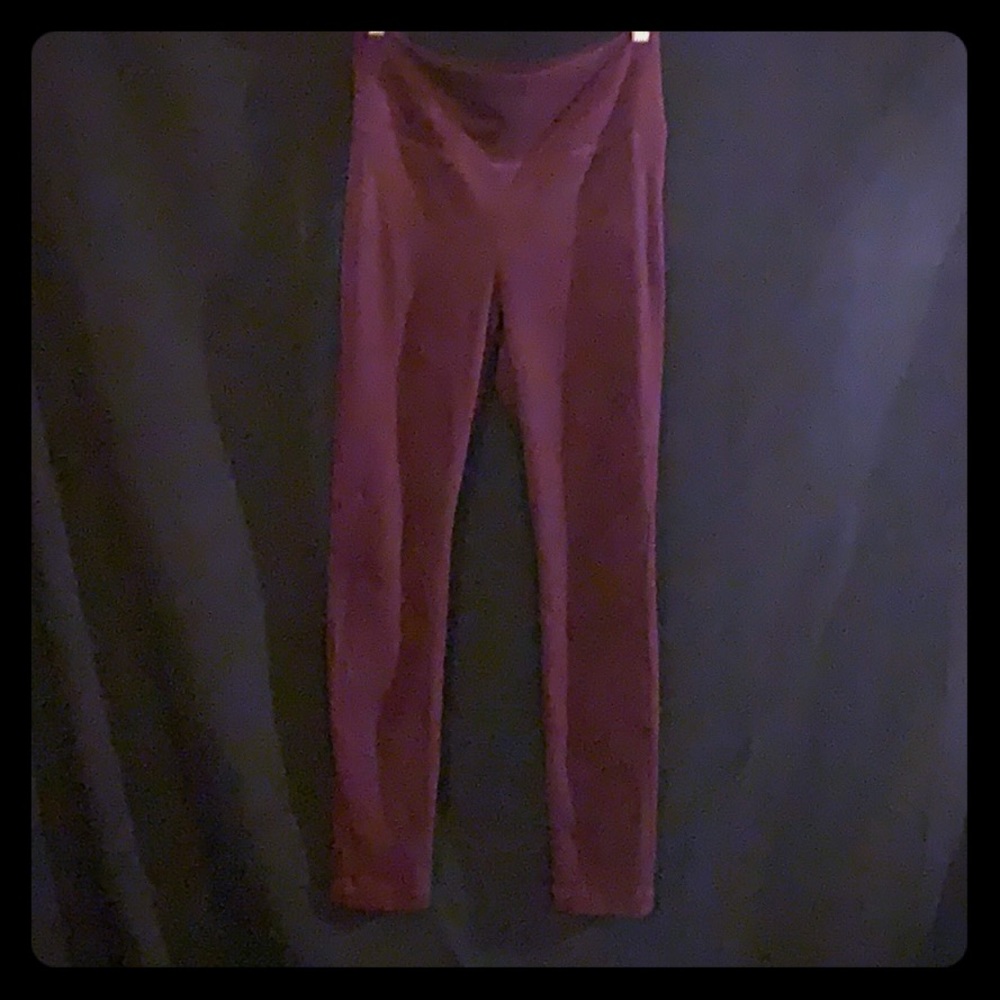 Burgundy faux suede leggings